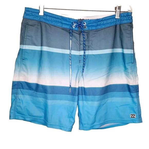 Billabong Men Lo Tide Blue Board Swim Surf Shorts Trunk Zip Side  Back Pocket 33 - Picture 1 of 2